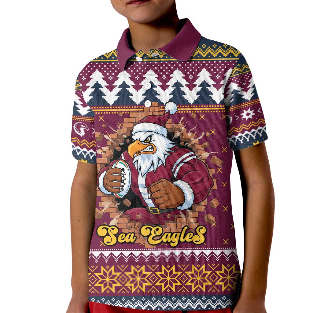 Merry Eagle Roar Personalized Kid Polo Shirt Christmas Rugby League Spirit - Aussie Hoodie