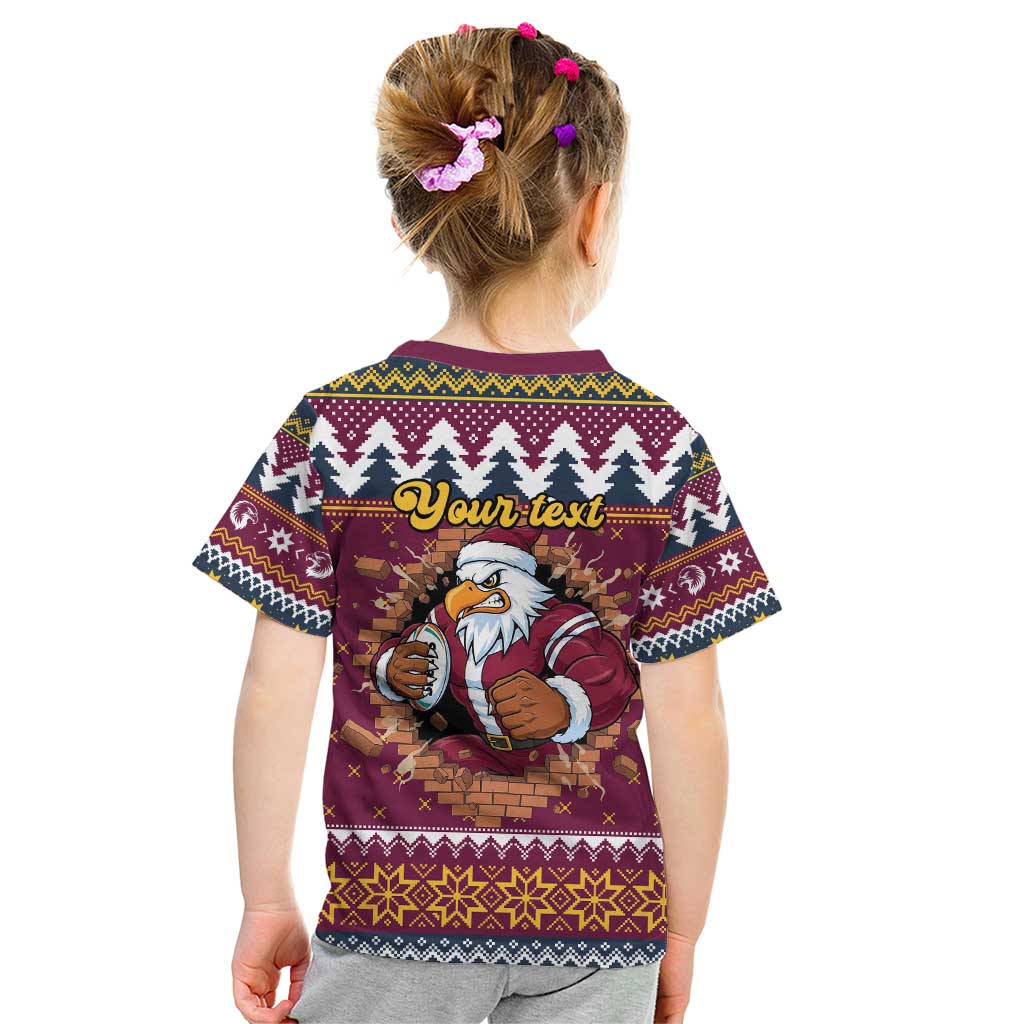 Merry Eagle Roar Personalized Kid T Shirt Christmas Rugby League Spirit - Aussie Hoodie
