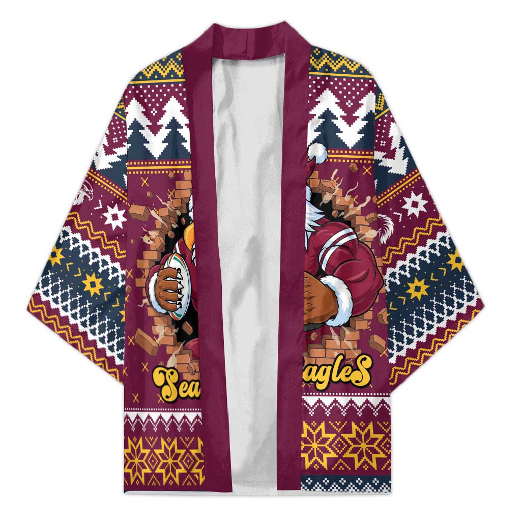 Merry Eagle Roar Personalized Kimono Christmas Rugby League Spirit - Aussie Hoodie