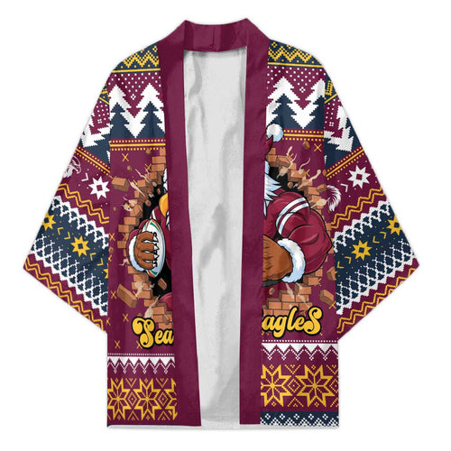 Merry Eagle Roar Personalized Kimono Christmas Rugby League Spirit - Aussie Hoodie