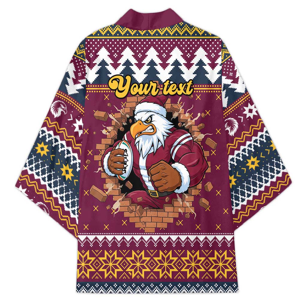 Merry Eagle Roar Personalized Kimono Christmas Rugby League Spirit - Aussie Hoodie