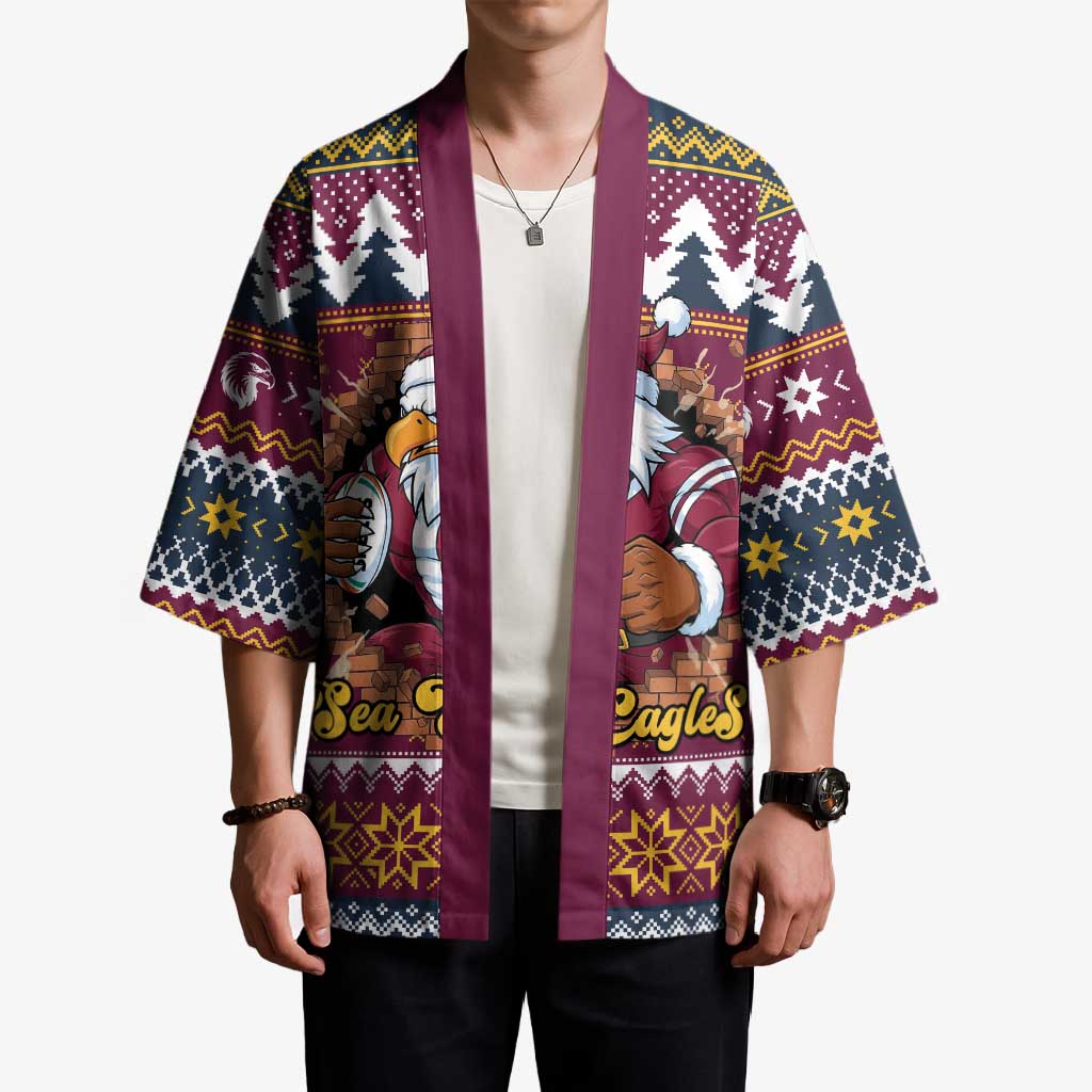 Merry Eagle Roar Personalized Kimono Christmas Rugby League Spirit - Aussie Hoodie