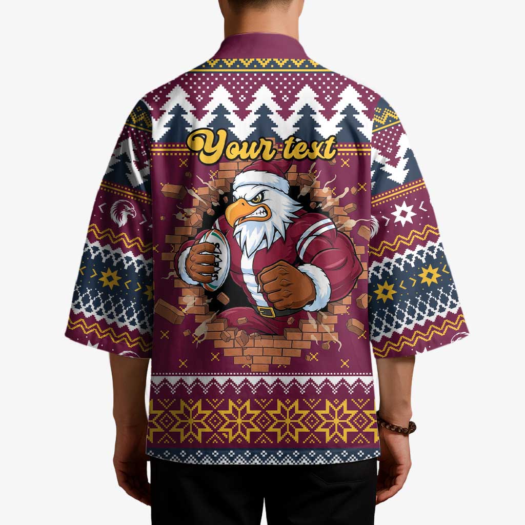 Merry Eagle Roar Personalized Kimono Christmas Rugby League Spirit - Aussie Hoodie