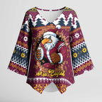 Merry Eagle Roar Personalized Kimono Sleeve Blouse Christmas Rugby League Spirit - Aussie Hoodie