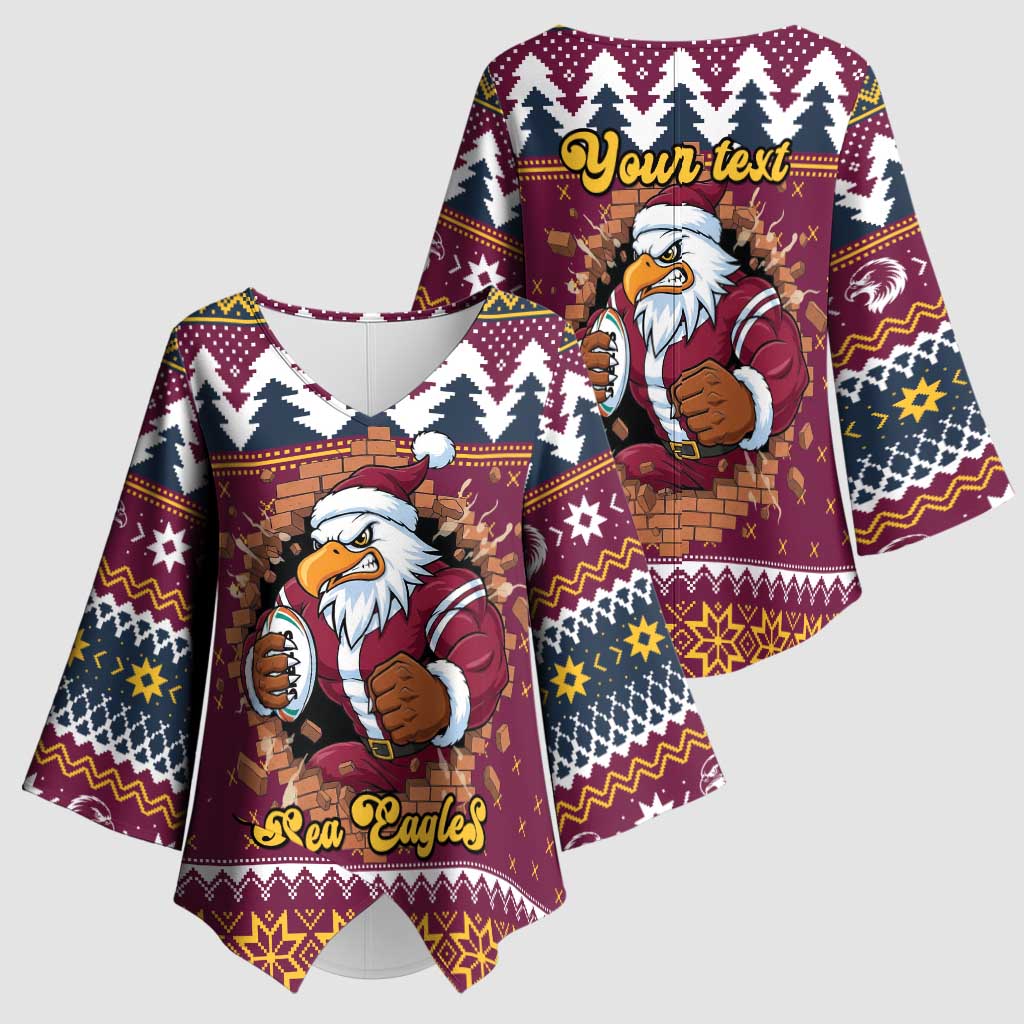 Merry Eagle Roar Personalized Kimono Sleeve Blouse Christmas Rugby League Spirit - Aussie Hoodie