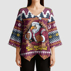 Merry Eagle Roar Personalized Kimono Sleeve Blouse Christmas Rugby League Spirit - Aussie Hoodie