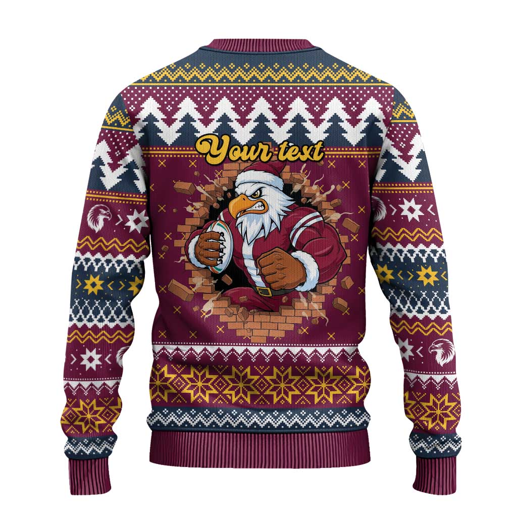 Merry Eagle Roar Personalized Ugly Christmas Sweater Christmas Rugby League Spirit - Aussie Hoodie
