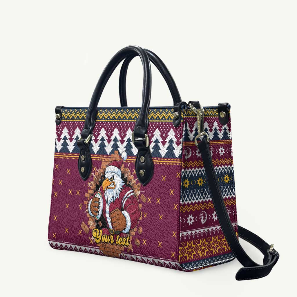Merry Eagle Roar Personalized Leather Bag Christmas Rugby League Spirit - Aussie Hoodie