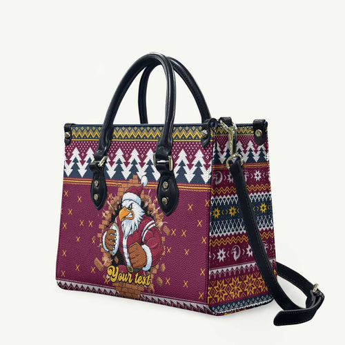 Merry Eagle Roar Personalized Leather Bag Christmas Rugby League Spirit - Aussie Hoodie