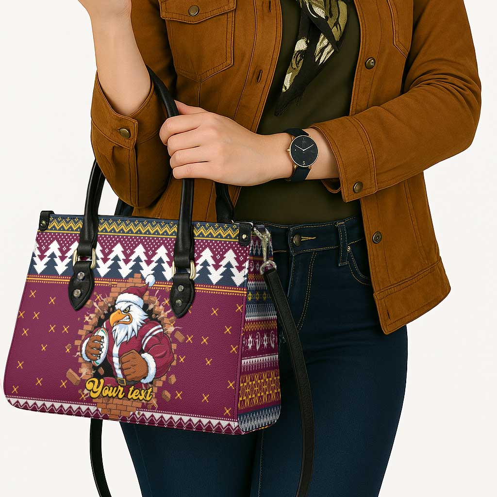 Merry Eagle Roar Personalized Leather Bag Christmas Rugby League Spirit - Aussie Hoodie