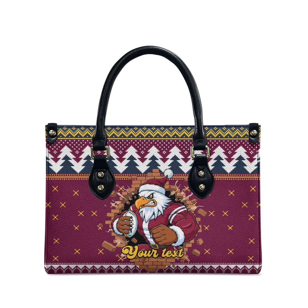 Merry Eagle Roar Personalized Leather Bag Christmas Rugby League Spirit - Aussie Hoodie
