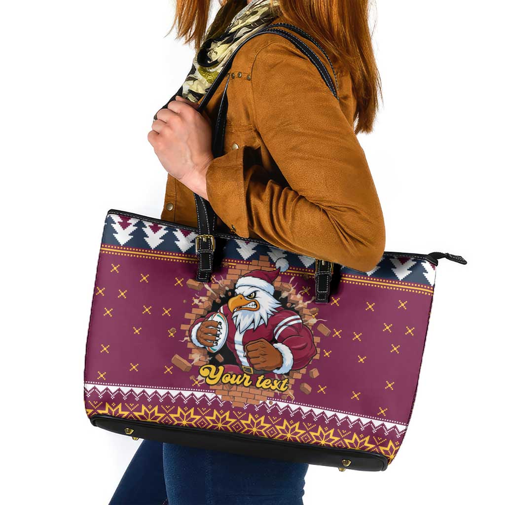 Merry Eagle Roar Personalized Leather Tote Bag Christmas Rugby League Spirit - Aussie Hoodie