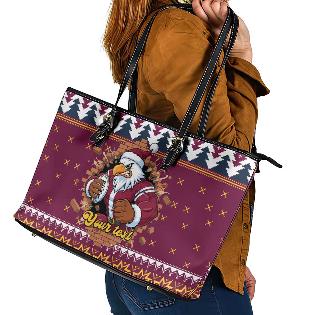 Merry Eagle Roar Personalized Leather Tote Bag Christmas Rugby League Spirit - Aussie Hoodie