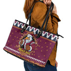Merry Eagle Roar Personalized Leather Tote Bag Christmas Rugby League Spirit - Aussie Hoodie