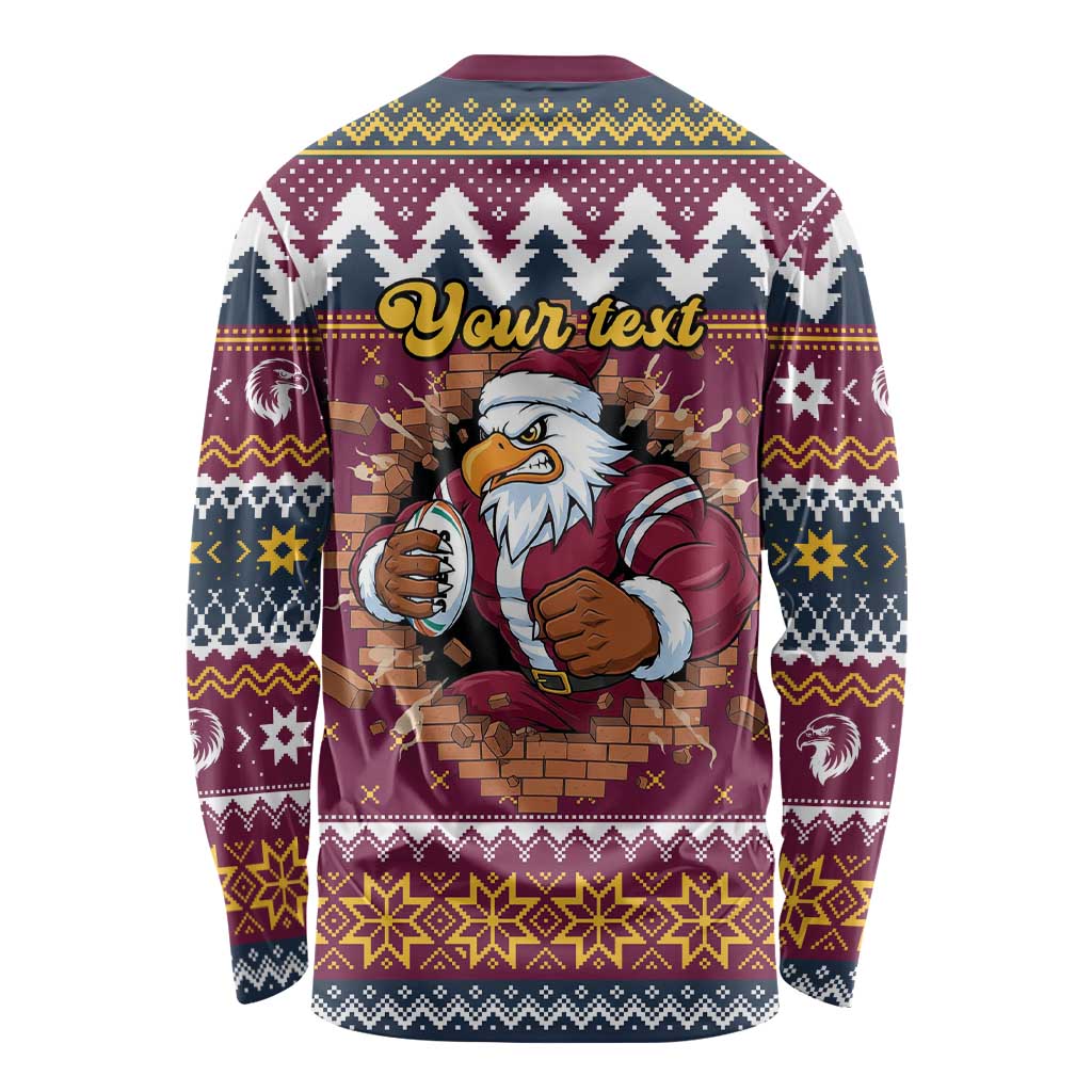 Merry Eagle Roar Personalized Long Sleeve Shirt Christmas Rugby League Spirit - Aussie Hoodie