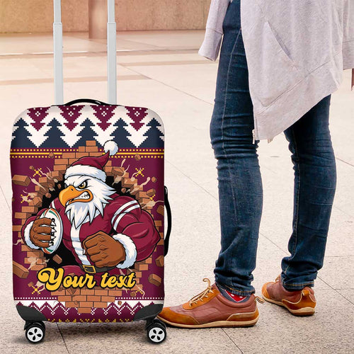 Merry Eagle Roar Personalized Luggage Cover Christmas Rugby League Spirit - Aussie Hoodie