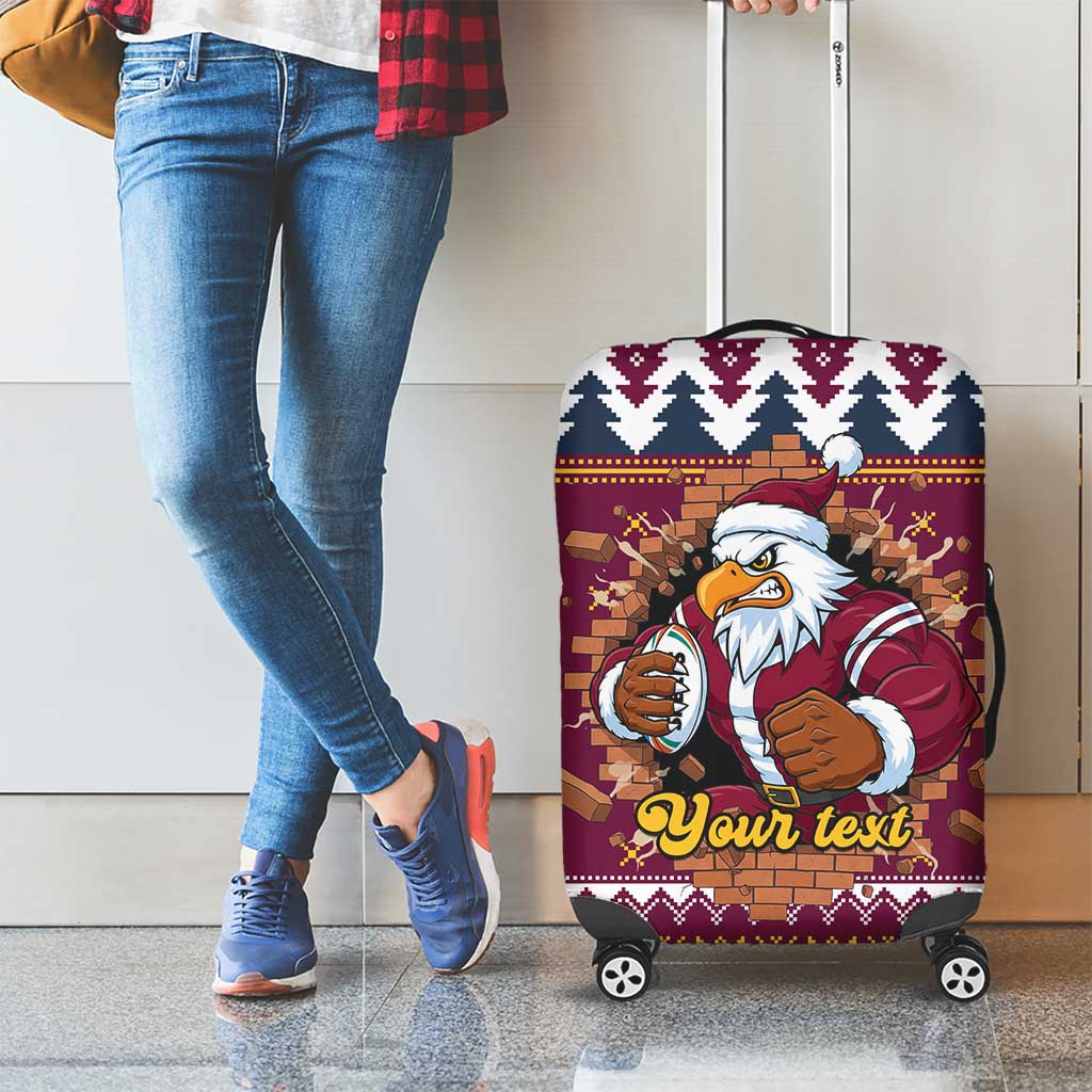 Merry Eagle Roar Personalized Luggage Cover Christmas Rugby League Spirit - Aussie Hoodie