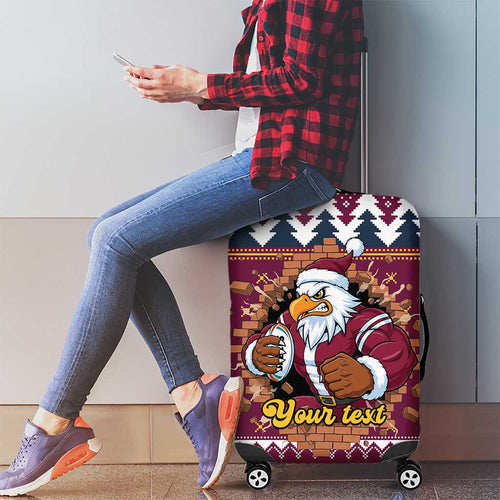 Merry Eagle Roar Personalized Luggage Cover Christmas Rugby League Spirit - Aussie Hoodie