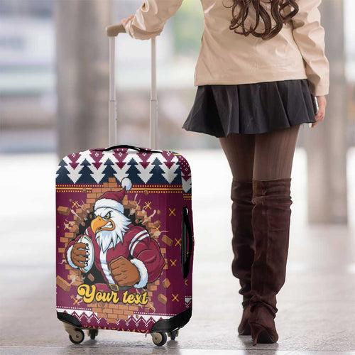 Merry Eagle Roar Personalized Luggage Cover Christmas Rugby League Spirit - Aussie Hoodie