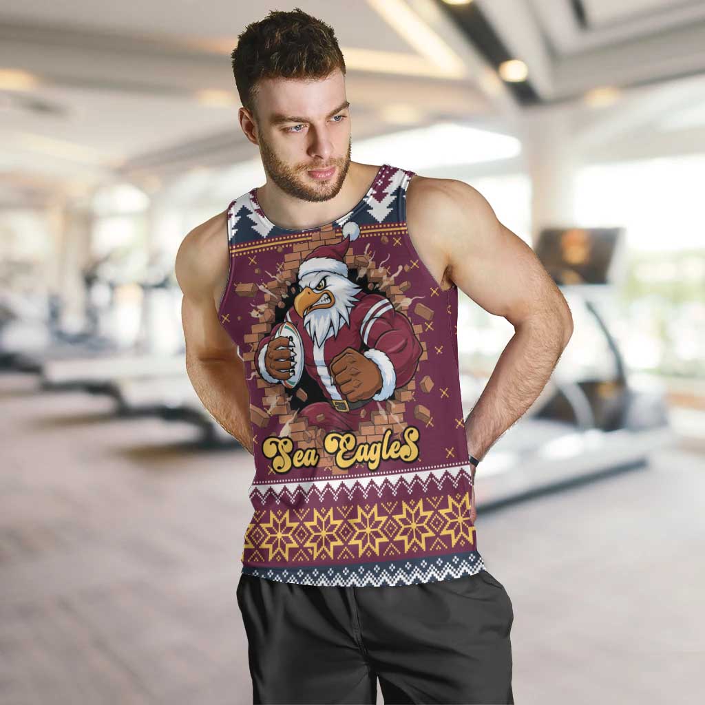 Merry Eagle Roar Personalized Men Tank Top Christmas Rugby League Spirit - Aussie Hoodie