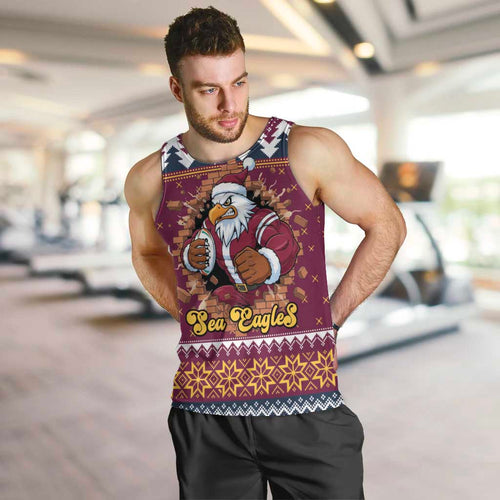 Merry Eagle Roar Personalized Men Tank Top Christmas Rugby League Spirit - Aussie Hoodie