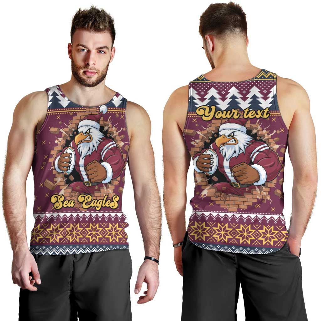 Merry Eagle Roar Personalized Men Tank Top Christmas Rugby League Spirit - Aussie Hoodie