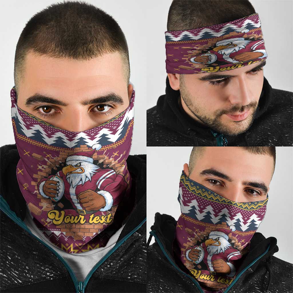 Merry Eagle Roar Personalized Neck Gaiter Christmas Rugby League Spirit - Aussie Hoodie