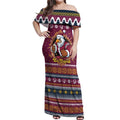 Merry Eagle Roar Personalized Off Shoulder Maxi Dress Christmas Rugby League Spirit - Aussie Hoodie