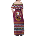 Merry Eagle Roar Personalized Off Shoulder Maxi Dress Christmas Rugby League Spirit - Aussie Hoodie