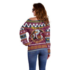 Merry Eagle Roar Personalized Off Shoulder Sweater Christmas Rugby League Spirit - Aussie Hoodie