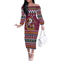 Merry Eagle Roar Personalized Off The Shoulder Long Sleeve Dress Christmas Rugby League Spirit - Aussie Hoodie