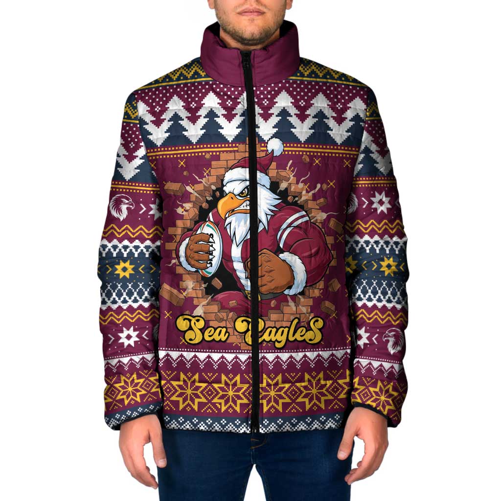 Merry Eagle Roar Personalized Padded Jacket Christmas Rugby League Spirit - Aussie Hoodie
