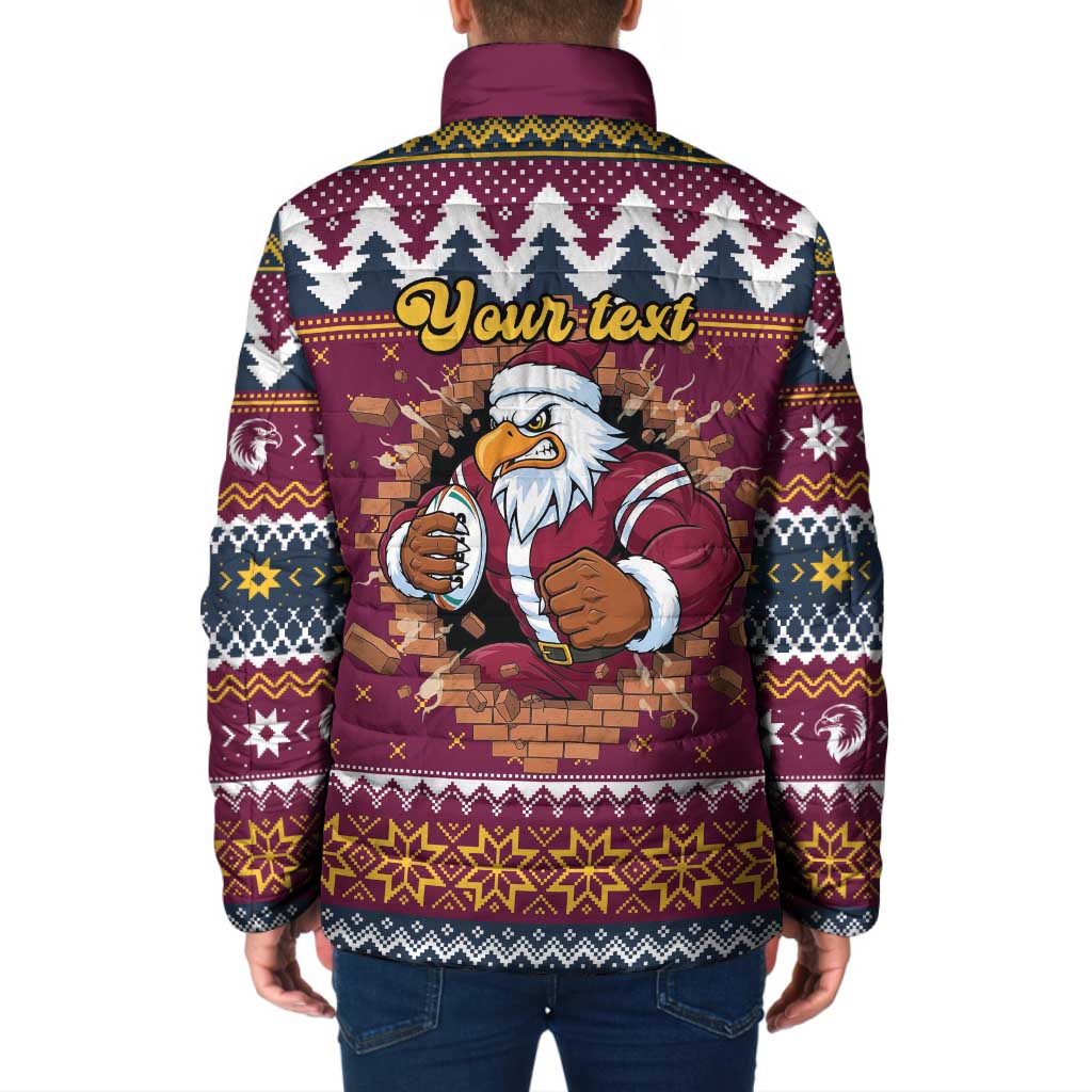 Merry Eagle Roar Personalized Padded Jacket Christmas Rugby League Spirit - Aussie Hoodie