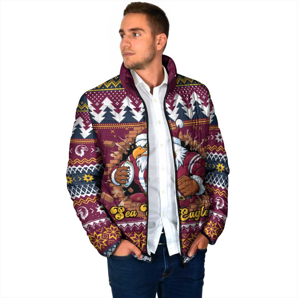 Merry Eagle Roar Personalized Padded Jacket Christmas Rugby League Spirit - Aussie Hoodie