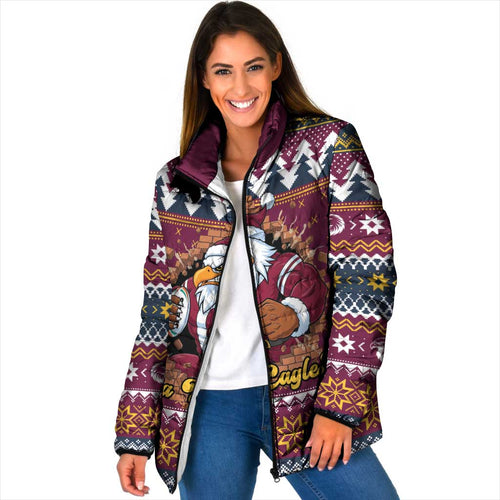 Merry Eagle Roar Personalized Padded Jacket Christmas Rugby League Spirit - Aussie Hoodie