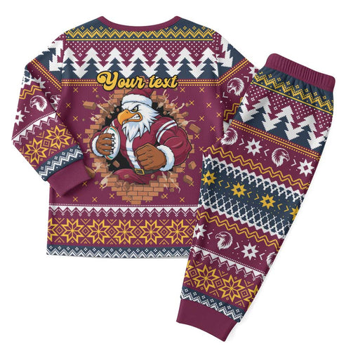 Merry Eagle Roar Personalized Christmas Pajama Set Christmas Rugby League Spirit - Aussie Hoodie