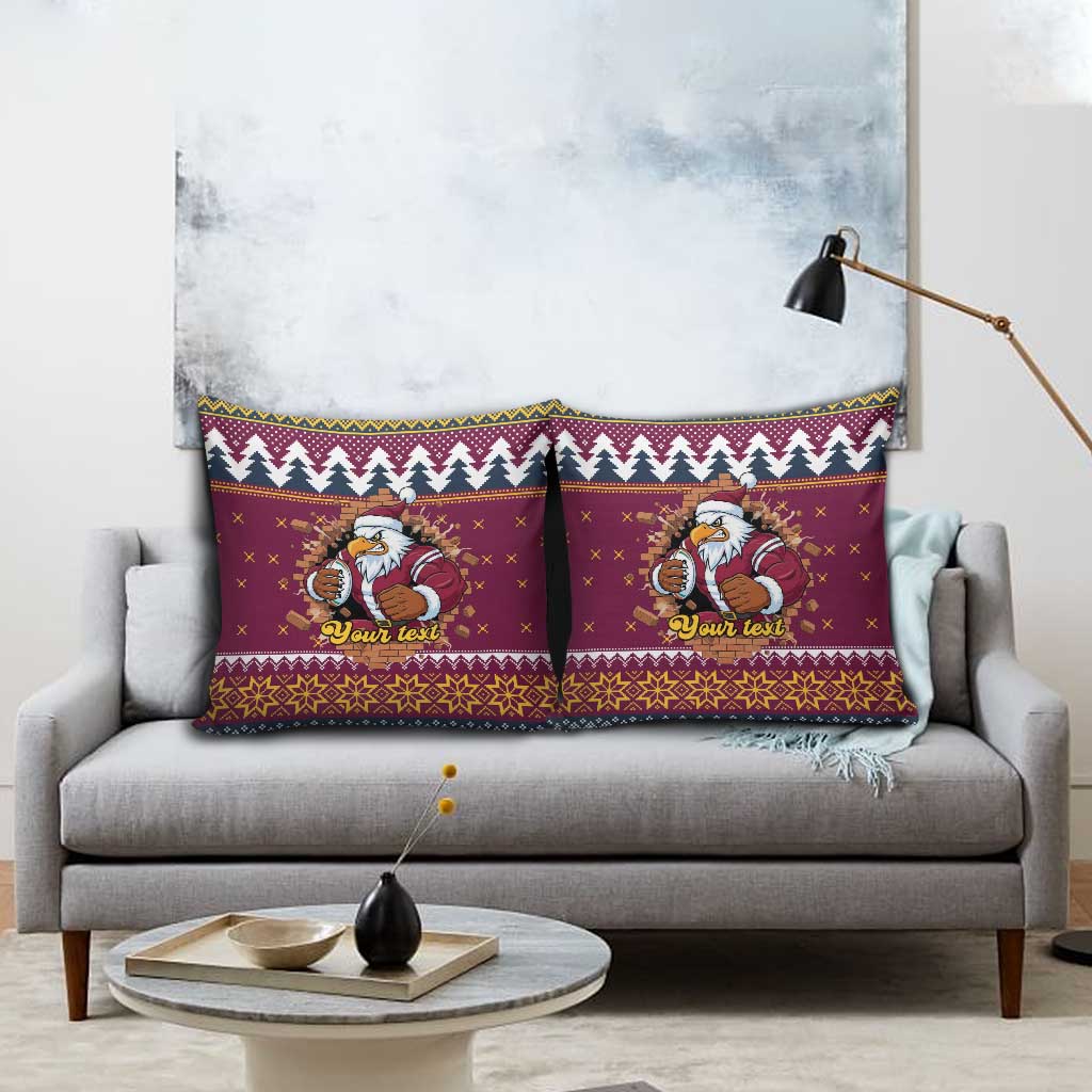 Merry Eagle Roar Personalized Pillow Cover Christmas Rugby League Spirit - Aussie Hoodie