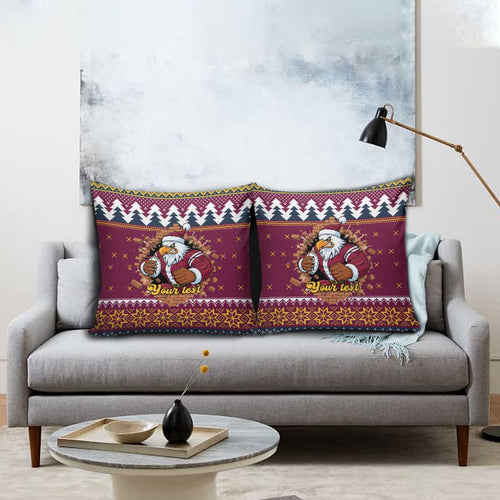 Merry Eagle Roar Personalized Pillow Cover Christmas Rugby League Spirit - Aussie Hoodie