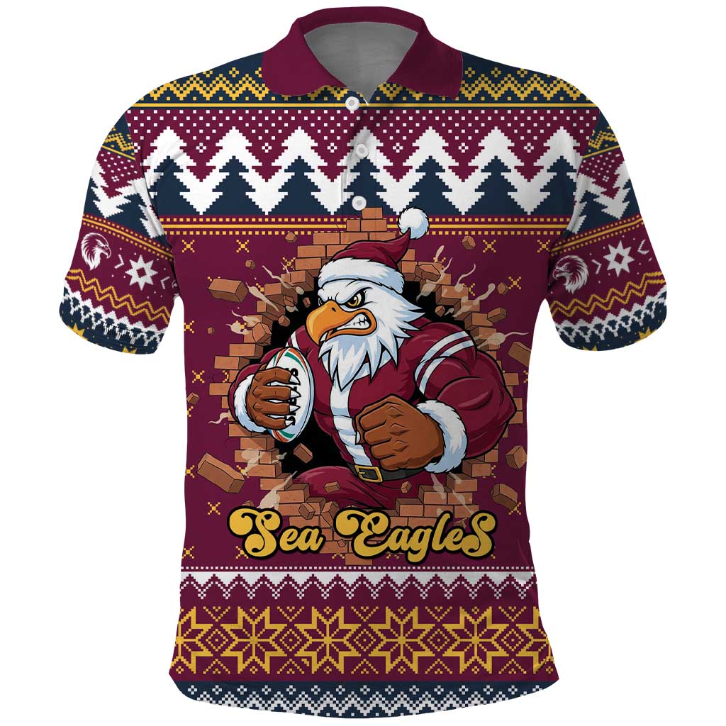 Merry Eagle Roar Personalized Polo Shirt Christmas Rugby League Spirit - Aussie Hoodie