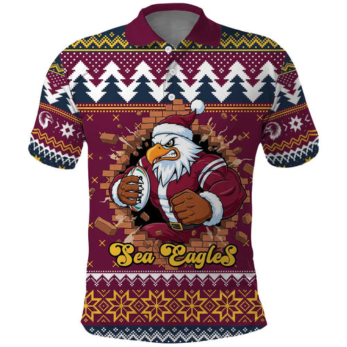 Merry Eagle Roar Personalized Polo Shirt Christmas Rugby League Spirit - Aussie Hoodie