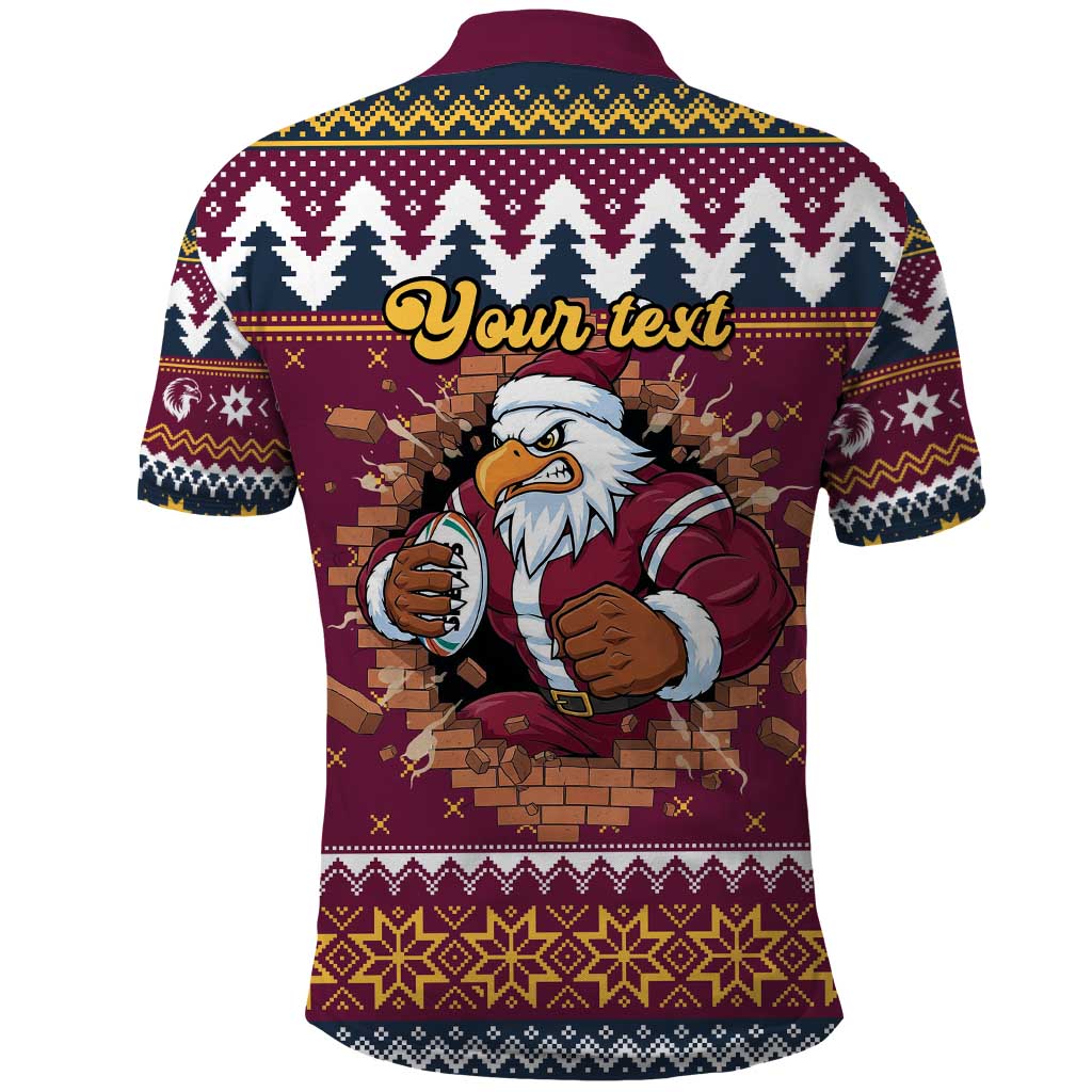Merry Eagle Roar Personalized Polo Shirt Christmas Rugby League Spirit - Aussie Hoodie