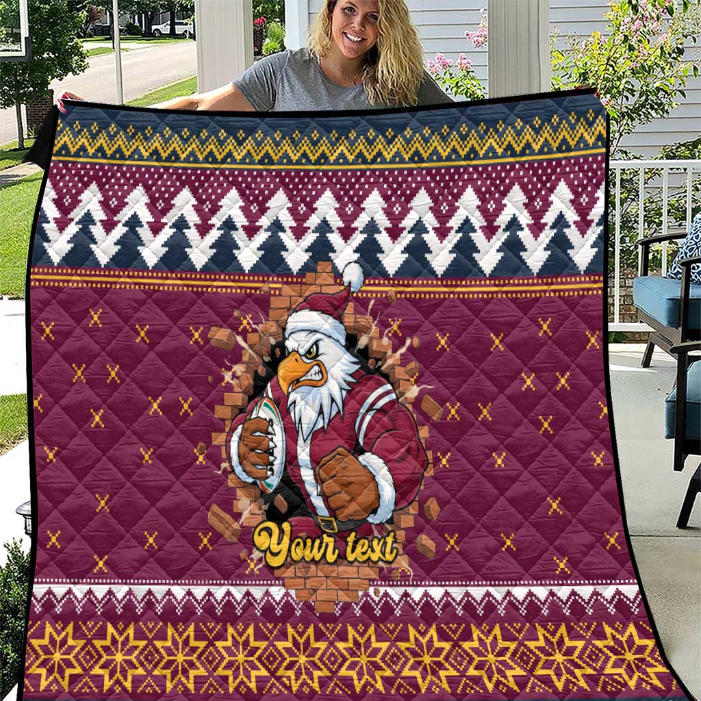 Merry Eagle Roar Personalized Quilt Christmas Rugby League Spirit - Aussie Hoodie