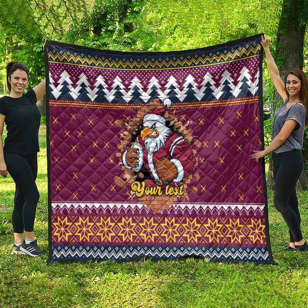 Merry Eagle Roar Personalized Quilt Christmas Rugby League Spirit - Aussie Hoodie