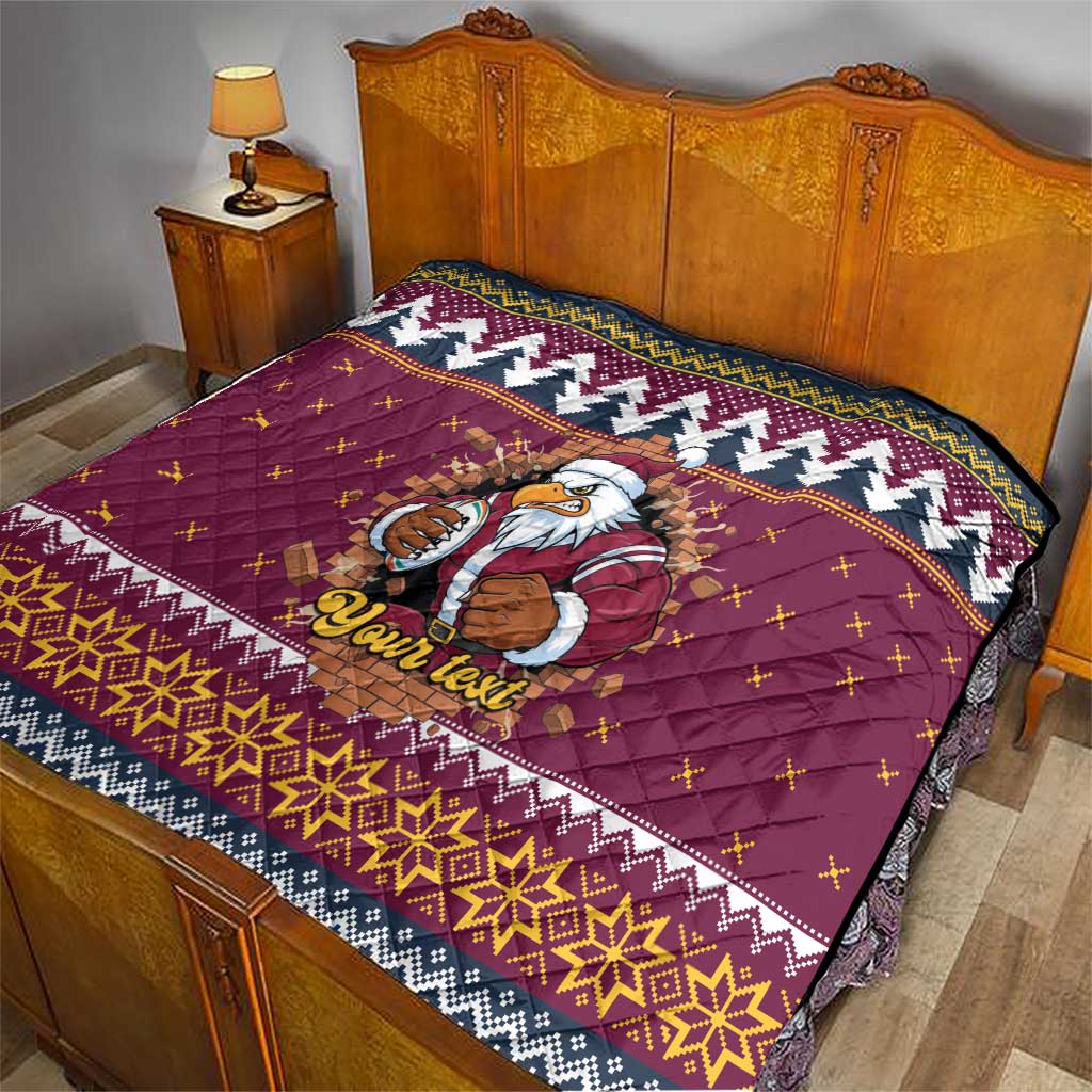 Merry Eagle Roar Personalized Quilt Christmas Rugby League Spirit - Aussie Hoodie