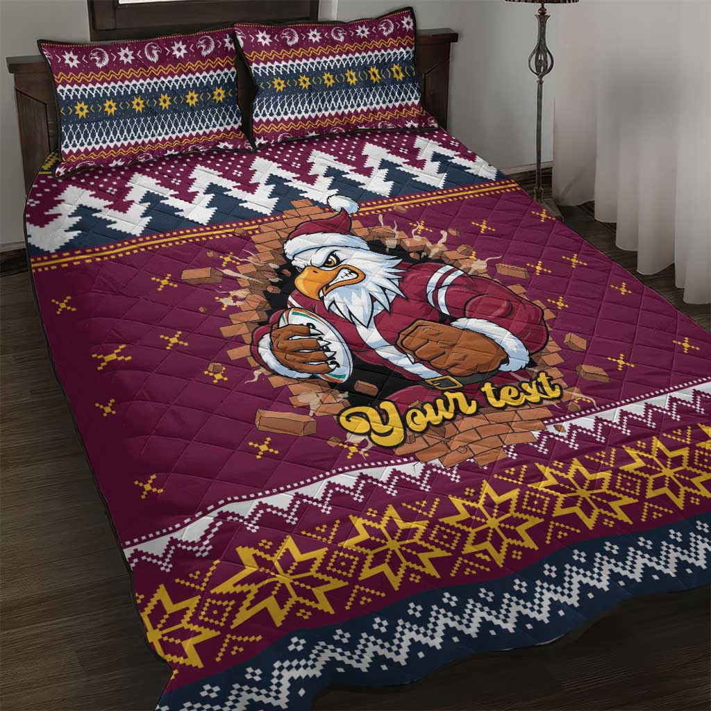 Merry Eagle Roar Personalized Quilt Bed Set Christmas Rugby League Spirit - Aussie Hoodie