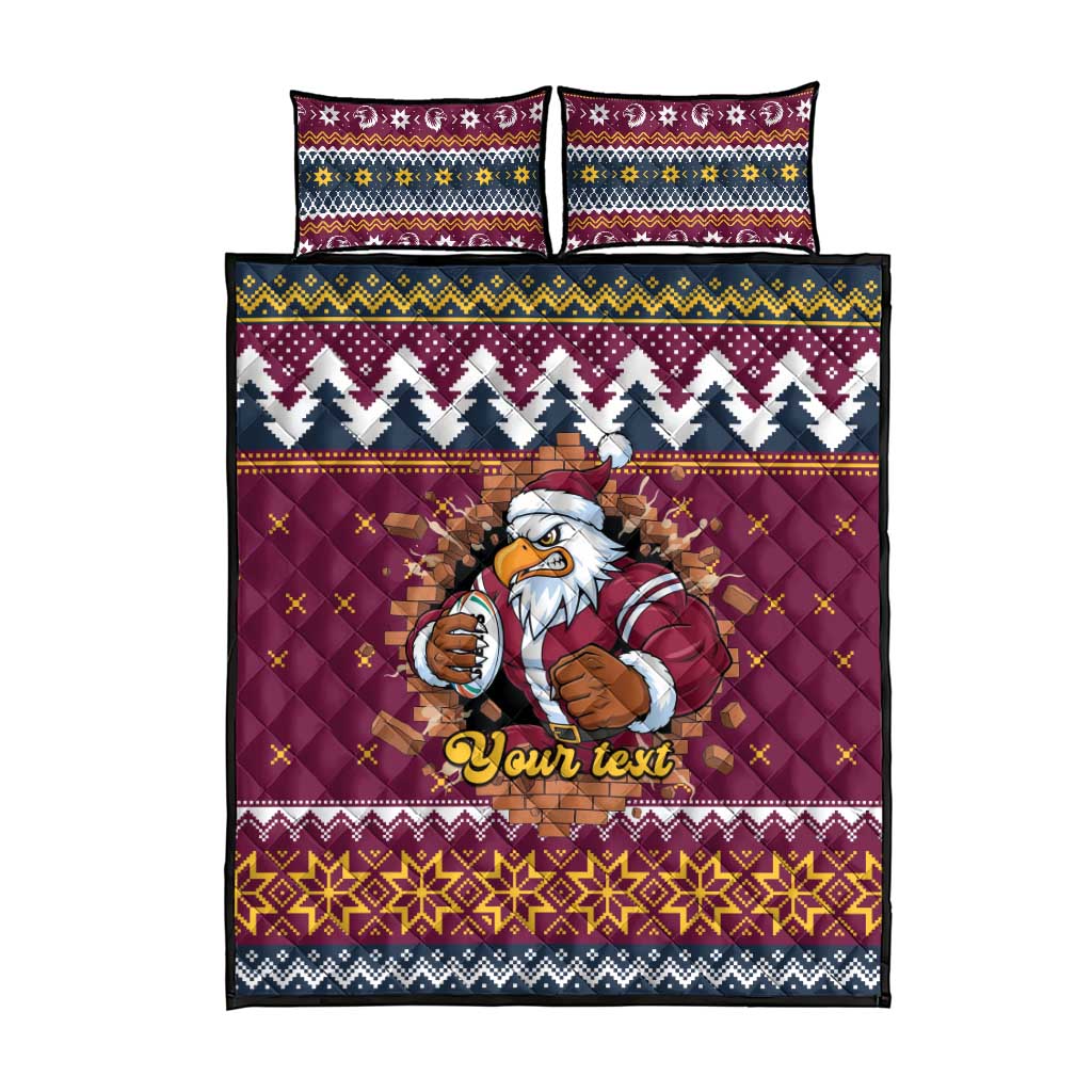 Merry Eagle Roar Personalized Quilt Bed Set Christmas Rugby League Spirit - Aussie Hoodie