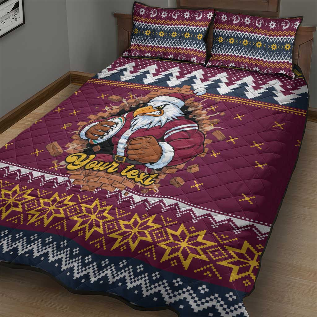 Merry Eagle Roar Personalized Quilt Bed Set Christmas Rugby League Spirit - Aussie Hoodie