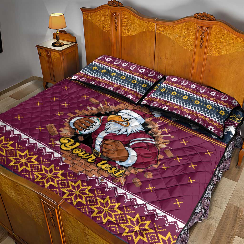 Merry Eagle Roar Personalized Quilt Bed Set Christmas Rugby League Spirit - Aussie Hoodie