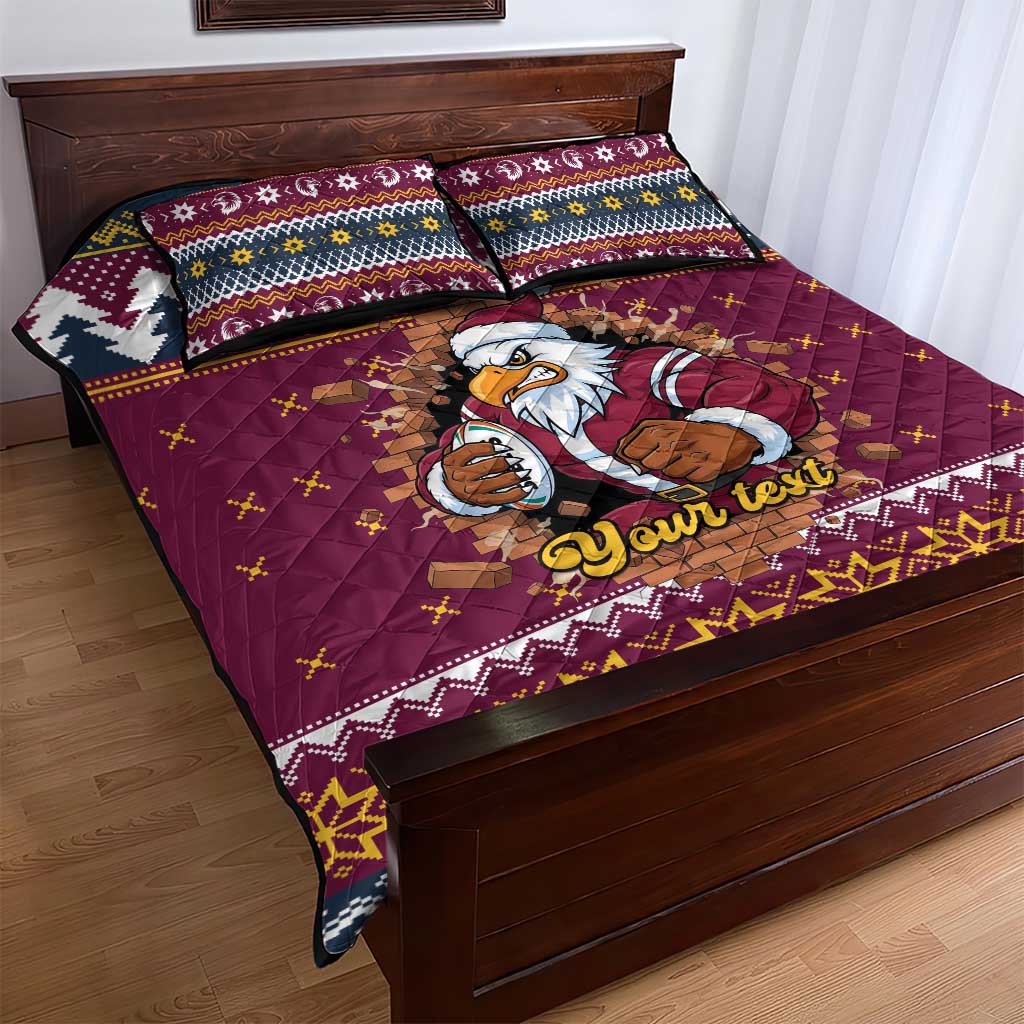 Merry Eagle Roar Personalized Quilt Bed Set Christmas Rugby League Spirit - Aussie Hoodie