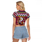 Merry Eagle Roar Personalized Raglan Cropped T Shirt Christmas Rugby League Spirit - Aussie Hoodie